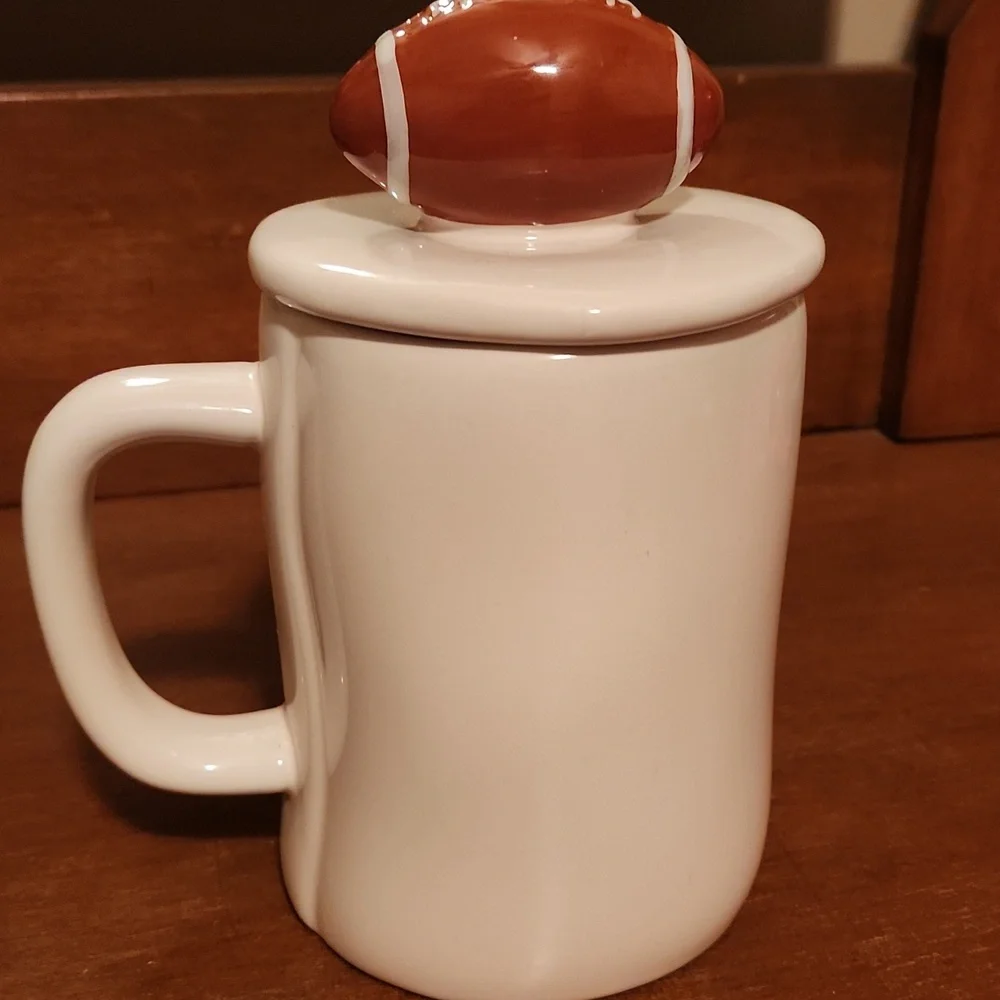 Rae Dunn Cream "Game Day" Mug with Brown Football Lid - Picture 2 of 8